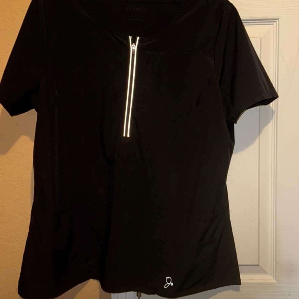 Jaanuu Black Short Sleeve Tee with Front Zipper